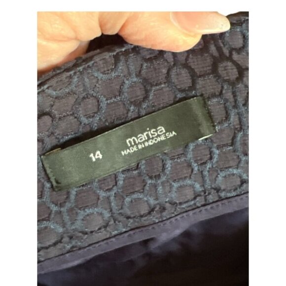 Ann Taylor LOFT Marisa Navy Circle Criss Cross Pattern Career Slacks Pants Sz 14 - Picture 4 of 8